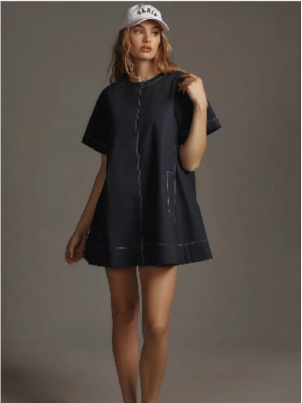 Maeve Black Short-Sleeve Mini Dress